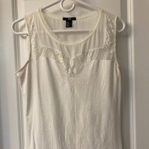H&M White Tank with Lace Detail